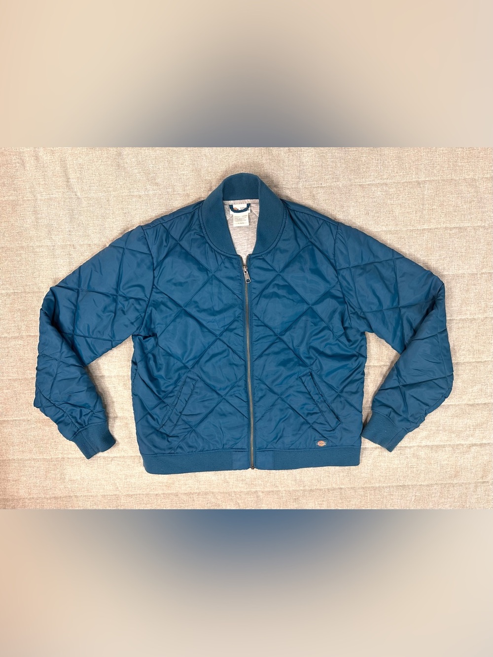 Dickies Quilted Bomber Jacket Women's L Insulated Diamond Pattern Bomber Teal